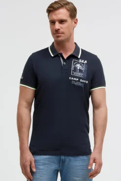 Kurzarmpolo mit Rücken-Print blue navy