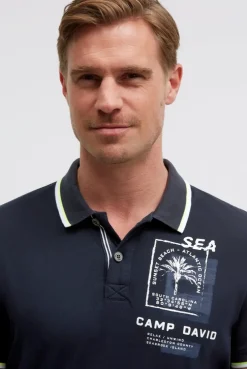 Kurzarmpolo mit Rücken-Print blue navy