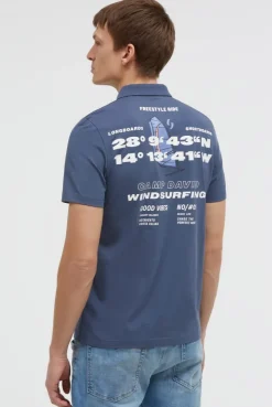 Kurzarmpolo mit Rücken - Print harbour blue