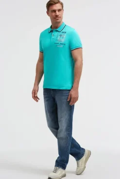 Kurzarmpolo mit Rücken-Print island green