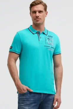 Kurzarmpolo mit Rücken-Print island green