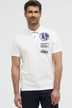 Kurzarmpolo mit Rücken-Print ivory