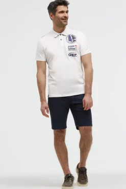 Kurzarmpolo mit Rücken-Print ivory