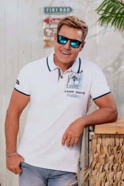 Kurzarmpolo mit Rücken-Print opticwhite