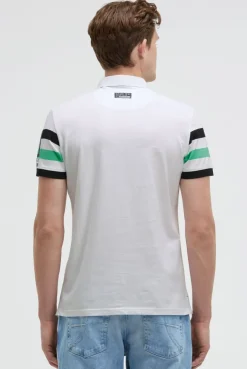 Kurzarmpolo mit Streifen-Design und Artworks opticwhite | S