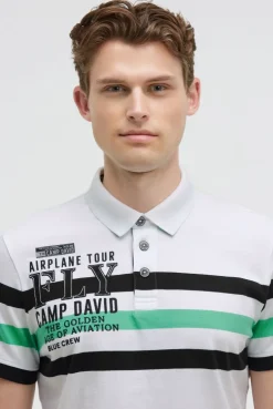 Kurzarmpolo mit Streifen-Design und Artworks opticwhite | S
