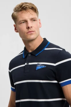 Kurzarmpolo mit Streifen-Design blue navy