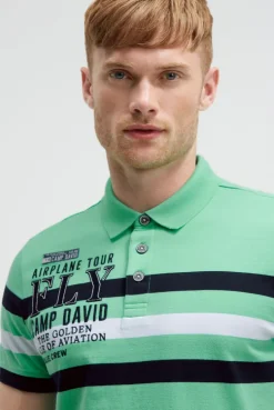 Kurzarmpolo mit Streifen-Design und Artworks flight green