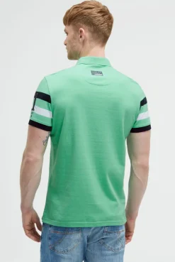Kurzarmpolo mit Streifen-Design und Artworks flight green