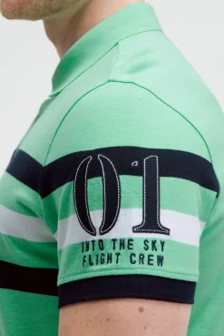Kurzarmpolo mit Streifen-Design und Artworks flight green
