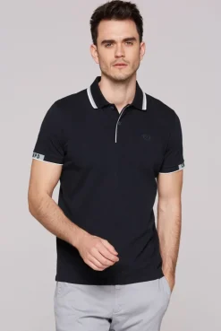 Kurzarmpolo mit Streifen-Details blue navy
