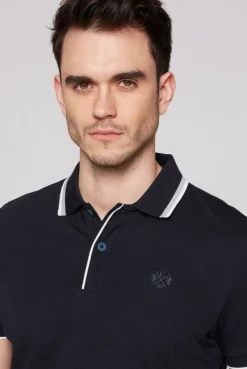 Kurzarmpolo mit Streifen-Details blue navy