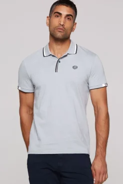 Kurzarmpolo mit Streifen-Details smokey mint