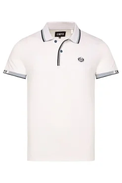 Kurzarmpolo mit Streifen-Details ivory