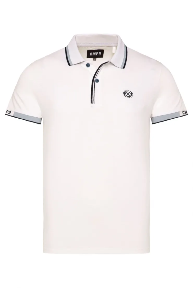 Kurzarmpolo mit Streifen-Details ivory