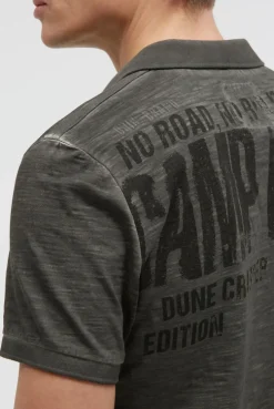 Kurzarmpolo mit V-Neck und Back-Print dark wood