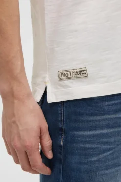 Kurzarmpolo mit V-Neck und Back-Print ivory