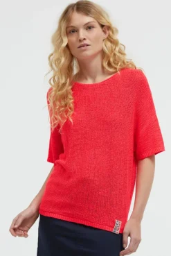 Kurzarm-Pullover aus Bändchengarn red neon | XL/XXL