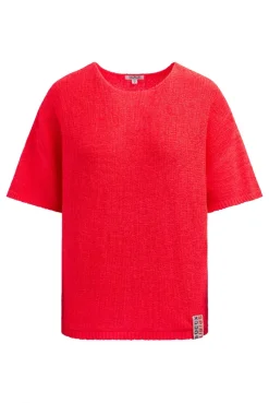 Kurzarm-Pullover aus Bändchengarn red neon | XL/XXL