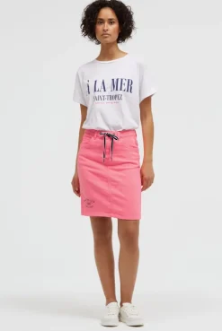 Kurzer Jeansrock AN:NE mit Print red neon