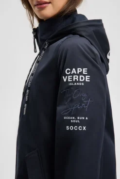 Kurzjacke mit Kapuze und Artworks blue navy
