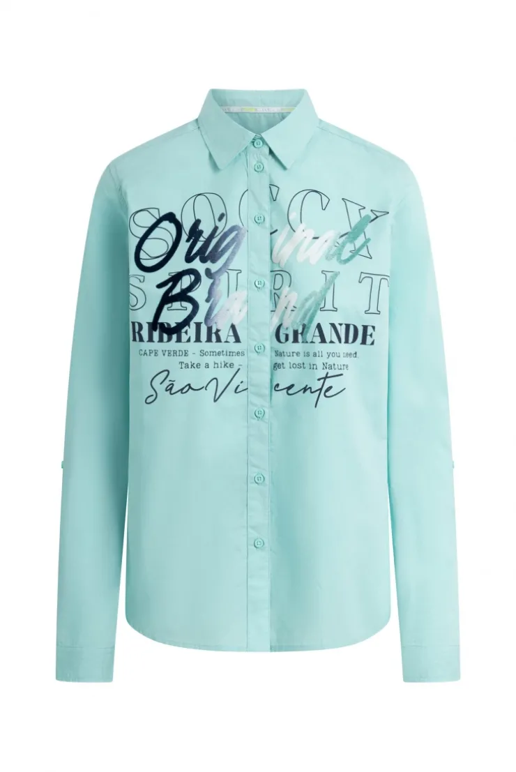 Langarmbluse mit Gradient Flockprint misty mint