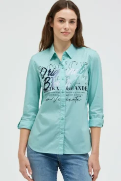 Langarmbluse mit Gradient Flockprint misty mint