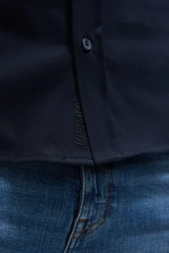 Langarmhemd aus Baumwoll-Jersey Slim Fit true navy