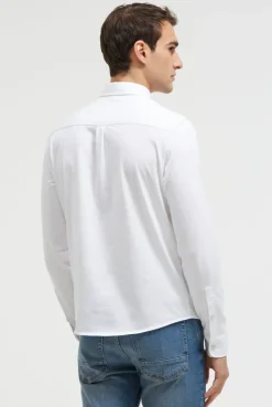 Langarmhemd aus Baumwoll-Jersey Slim Fit opticwhite