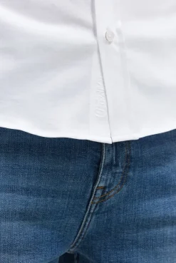 Langarmhemd aus Baumwoll-Jersey Slim Fit opticwhite
