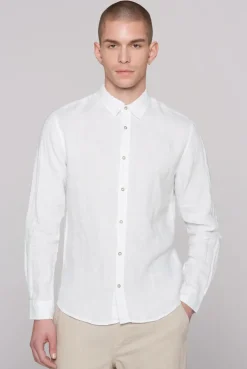 Langarmhemd aus Leinen opticwhite