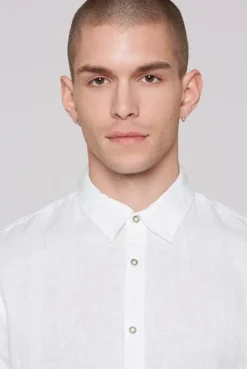 Langarmhemd aus Leinen opticwhite