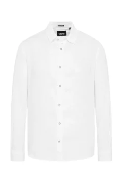 Langarmhemd aus Leinen opticwhite