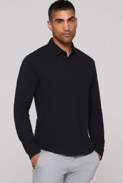 Langarmhemd aus strukturiertem Jersey blue navy