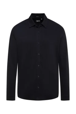 Langarmhemd aus strukturiertem Jersey blue navy
