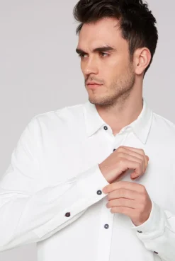 Langarmhemd aus strukturiertem Jersey opticwhite | S
