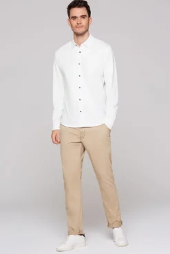 Langarmhemd aus strukturiertem Jersey opticwhite | S
