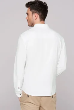 Langarmhemd aus strukturiertem Jersey opticwhite | S