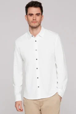 Langarmhemd aus strukturiertem Jersey opticwhite | S