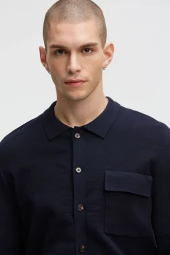 Langarmhemd im Strick-Design true navy