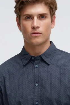 Langarmhemd mit All Over Print und Streifen blue navy
