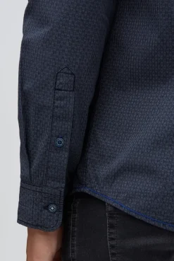 Langarmhemd mit All Over Print und Streifen blue navy