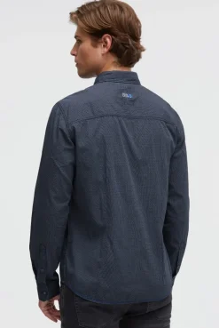 Langarmhemd mit All Over Print und Streifen blue navy