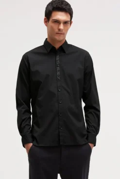 Langarmhemd mit Folienprints black