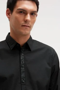 Langarmhemd mit Folienprints black