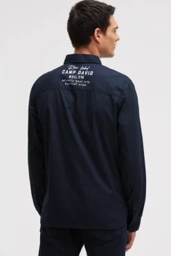 Langarmhemd mit Klappentaschen und Prints blue navy