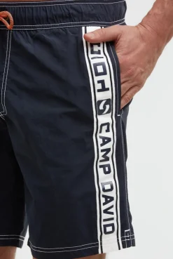 Lange Badeshorts mit Logo-Tapes blue navy