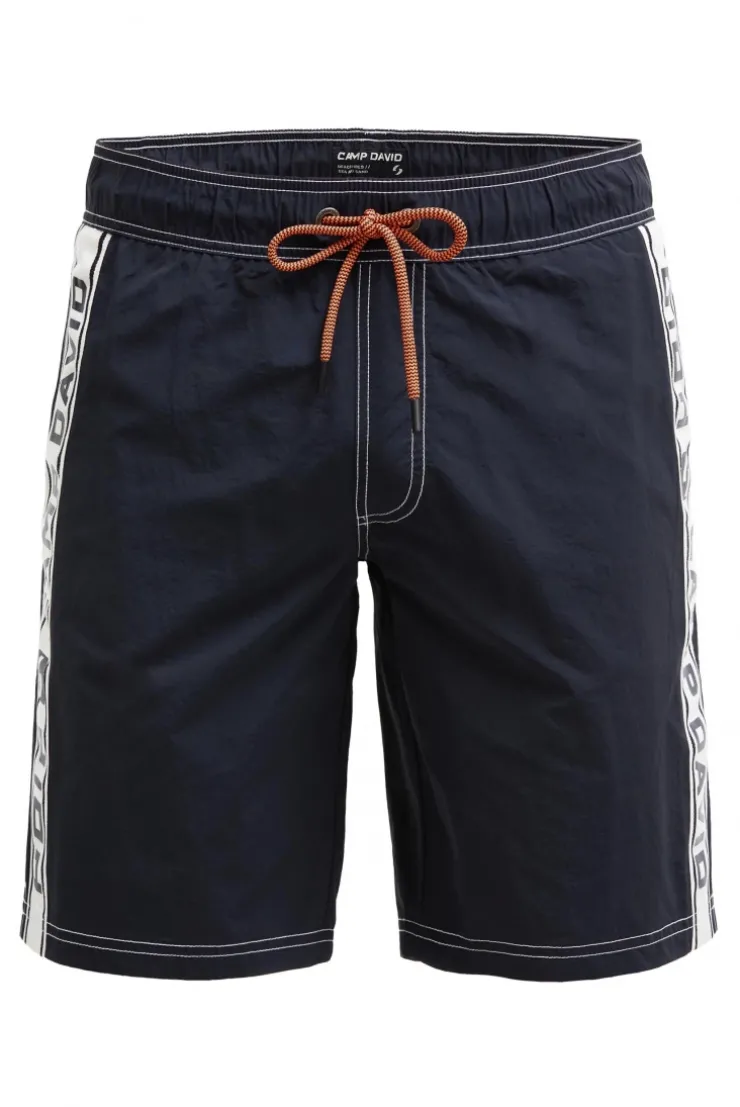 Lange Badeshorts mit Logo-Tapes blue navy