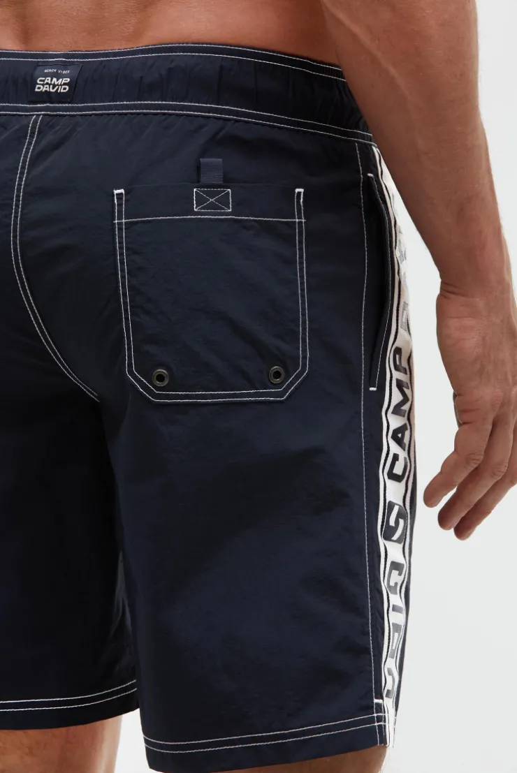Lange Badeshorts mit Logo-Tapes blue navy