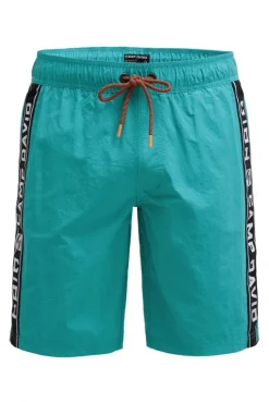Lange Badeshorts mit Logo-Tapes island green